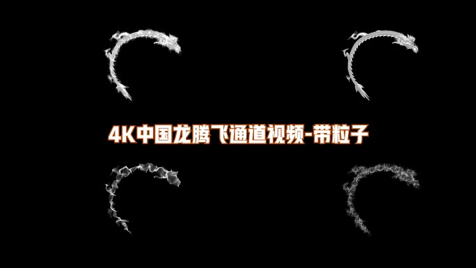 4K中国龙白龙粒子通道视频带粒子10