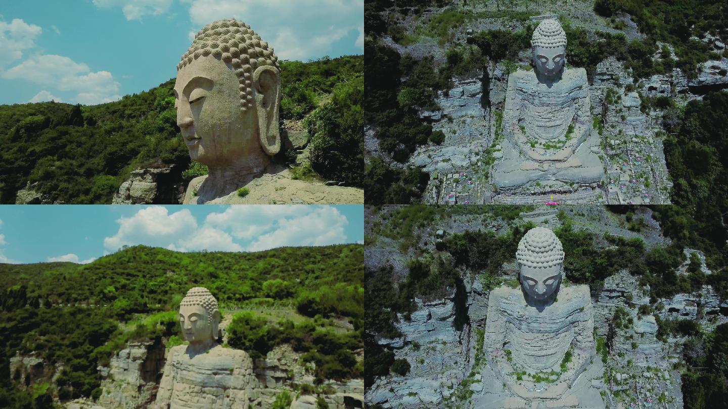 航拍中国山西太原蒙山大佛4K