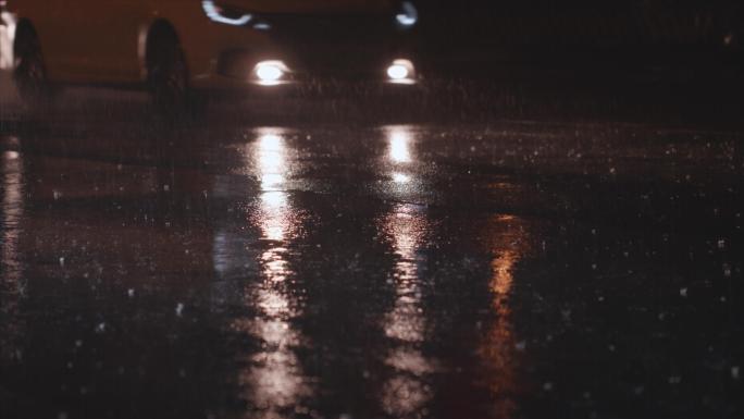 4K雨夜大雨暴雨下雨公路道路积水合集