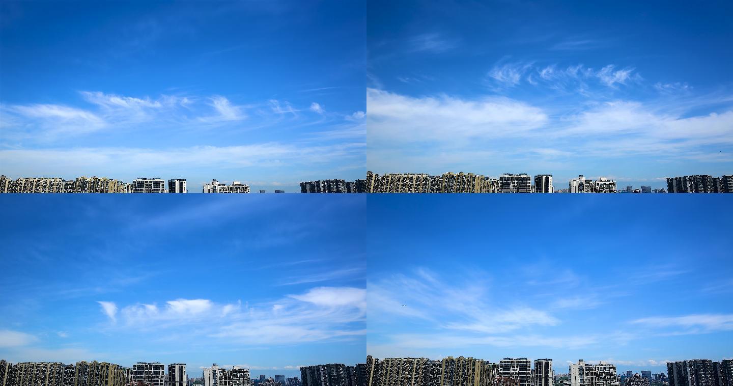 城市天际线蓝天白云4K延时（原创）