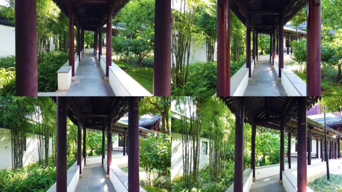 4K中式园林古代走廊长廊