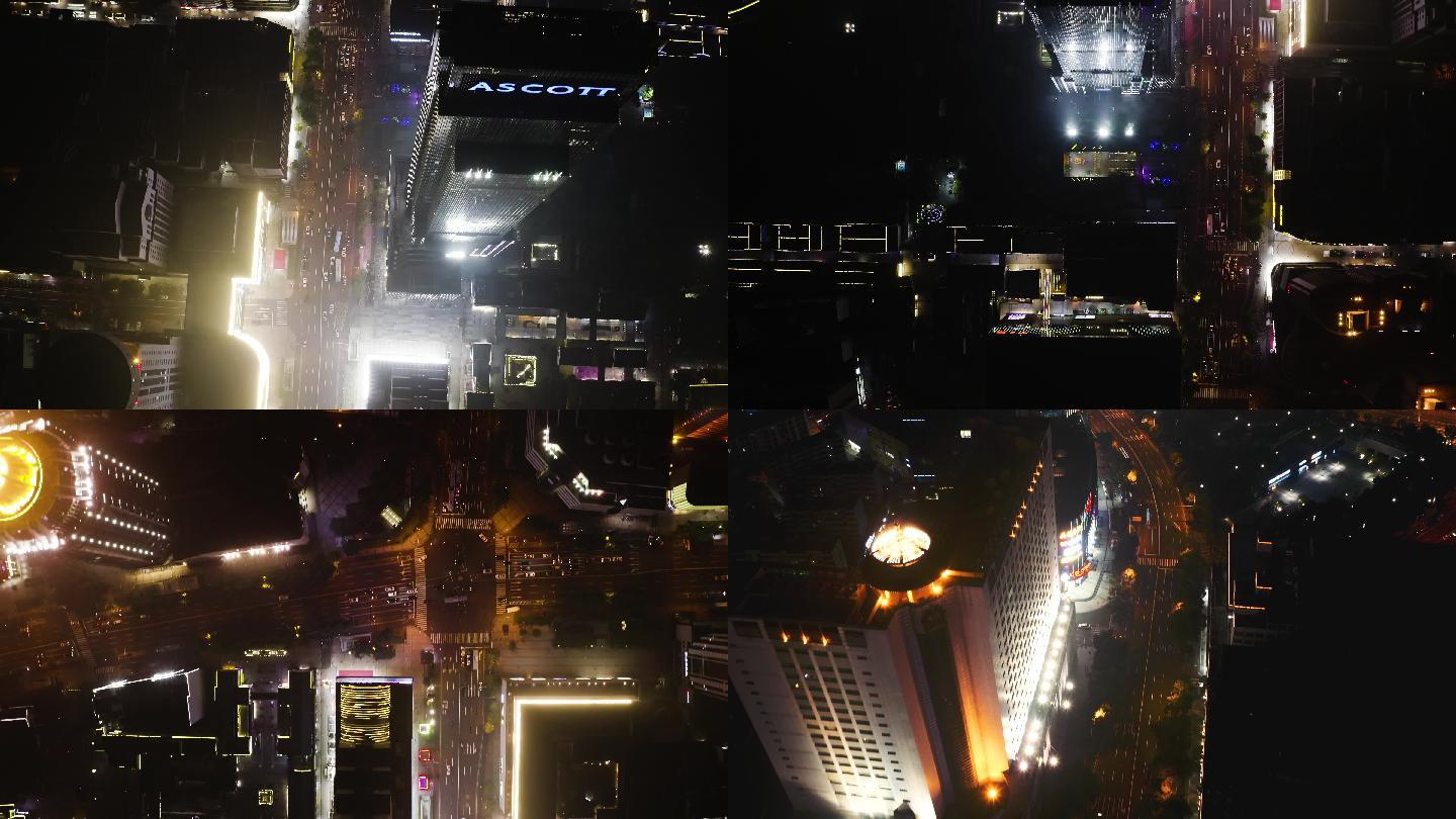 无锡市中心夜景上帝视角4K航拍+延时摄影