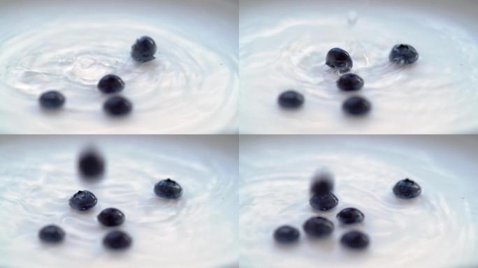 清洗蓝莓水珠水花滴落