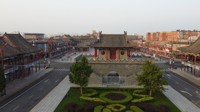 航拍天津蓟县鼓楼