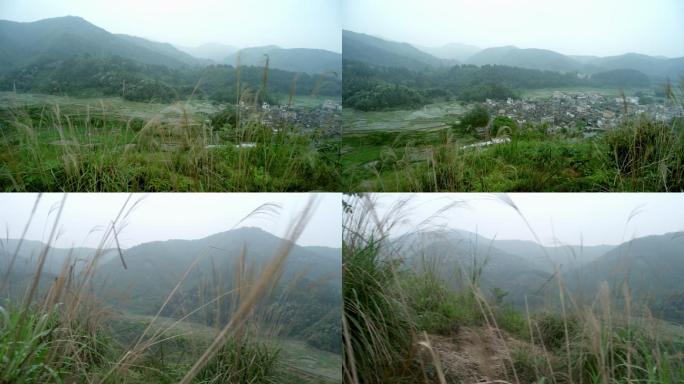 山坡上的山村风景