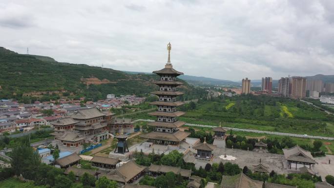 甘肃平凉泾川县大云寺航拍4K视频