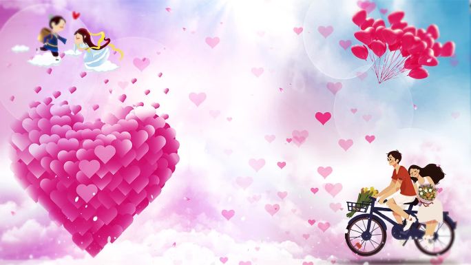 浪漫情人节爱心气球LED背景-循环1