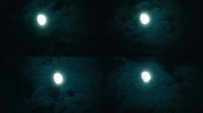 夜晚多云月亮
