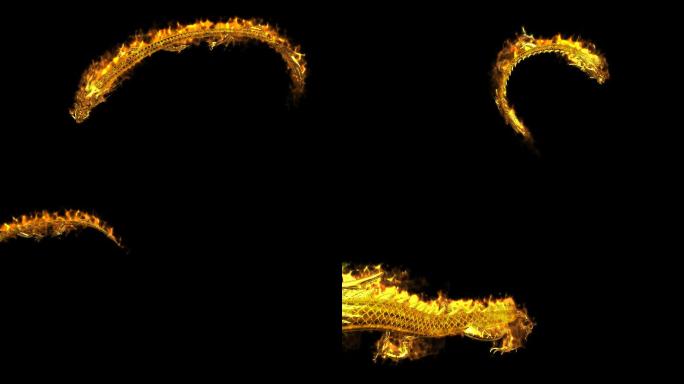4K中国龙火焰金龙燃烧通道视频10