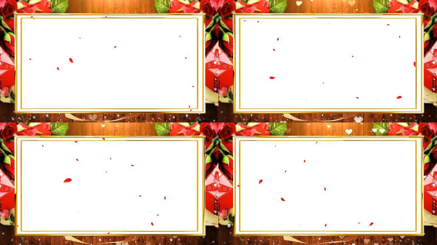 温馨情人节玫瑰花透明边框-循环