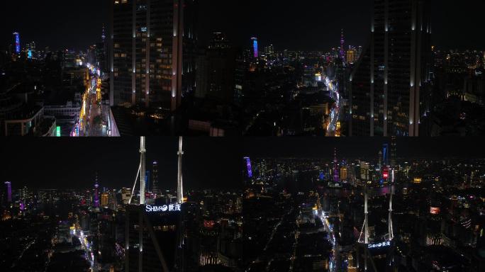 世茂大楼南京路步行街夜景航拍