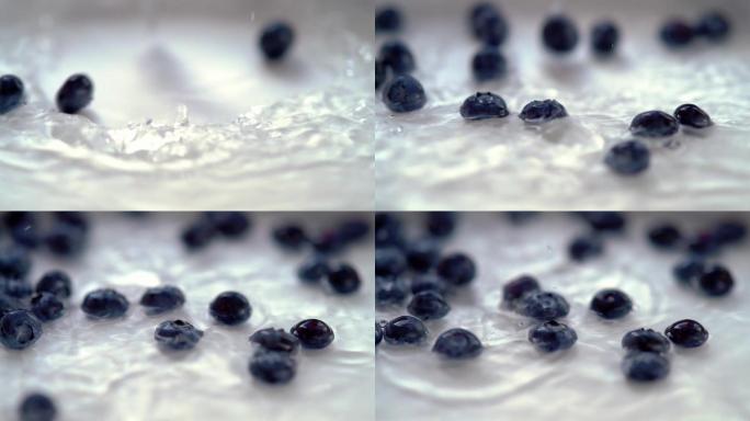 蓝莓掉入水中食品广告水果