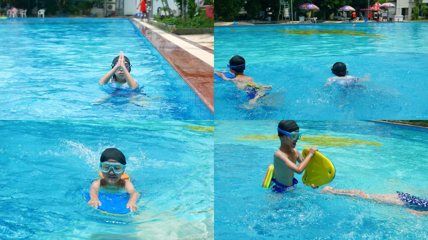 小孩子跳进游泳池照片摄影图片_ID:130808193-Veer图库