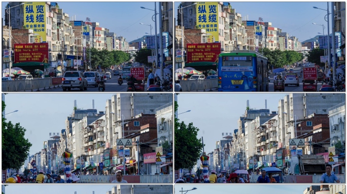 三组城市道路人流车流延时摄影