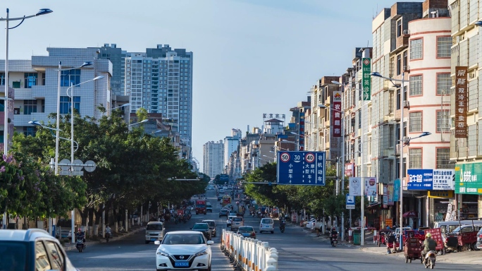 三组城市道路人流车流延时摄影