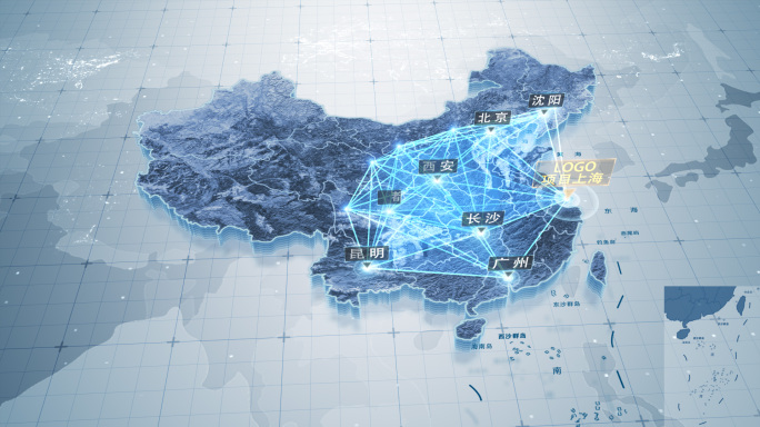 科技连线中国地图辐射全国AE模板