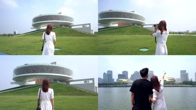 郑东新区公共艺术中心美女摄影CBD如意湖