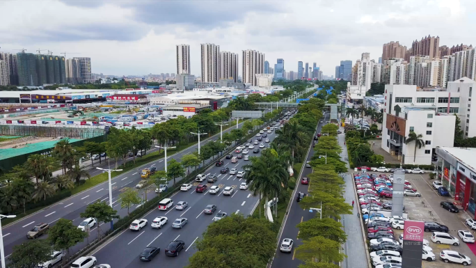 广东城市交通道路航拍4k