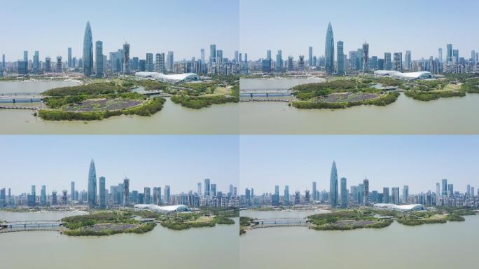 深圳湾公园航拍城市天际线4K30P