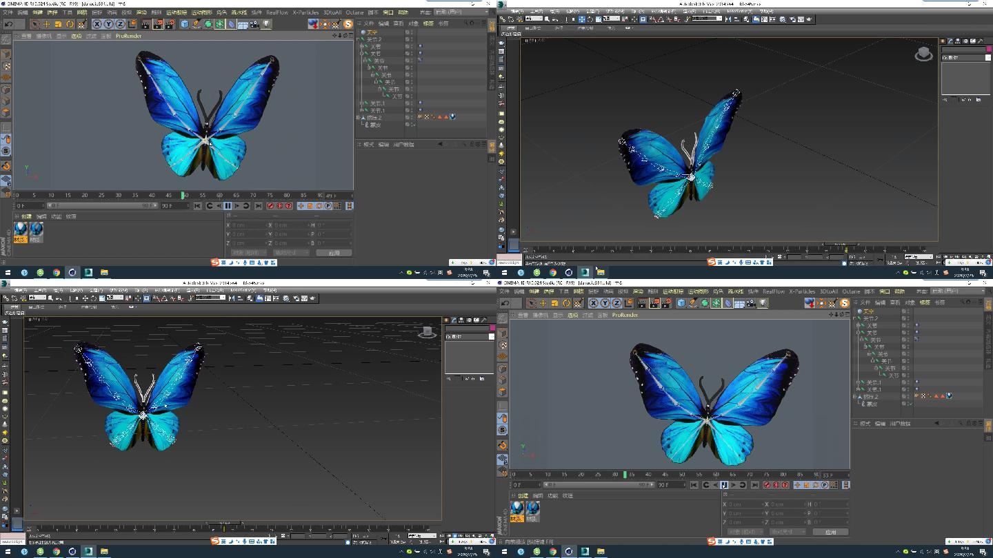 C4D+3dsmax+fbx--蓝色蝴蝶