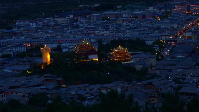 香格里拉大佛寺夜晚延时