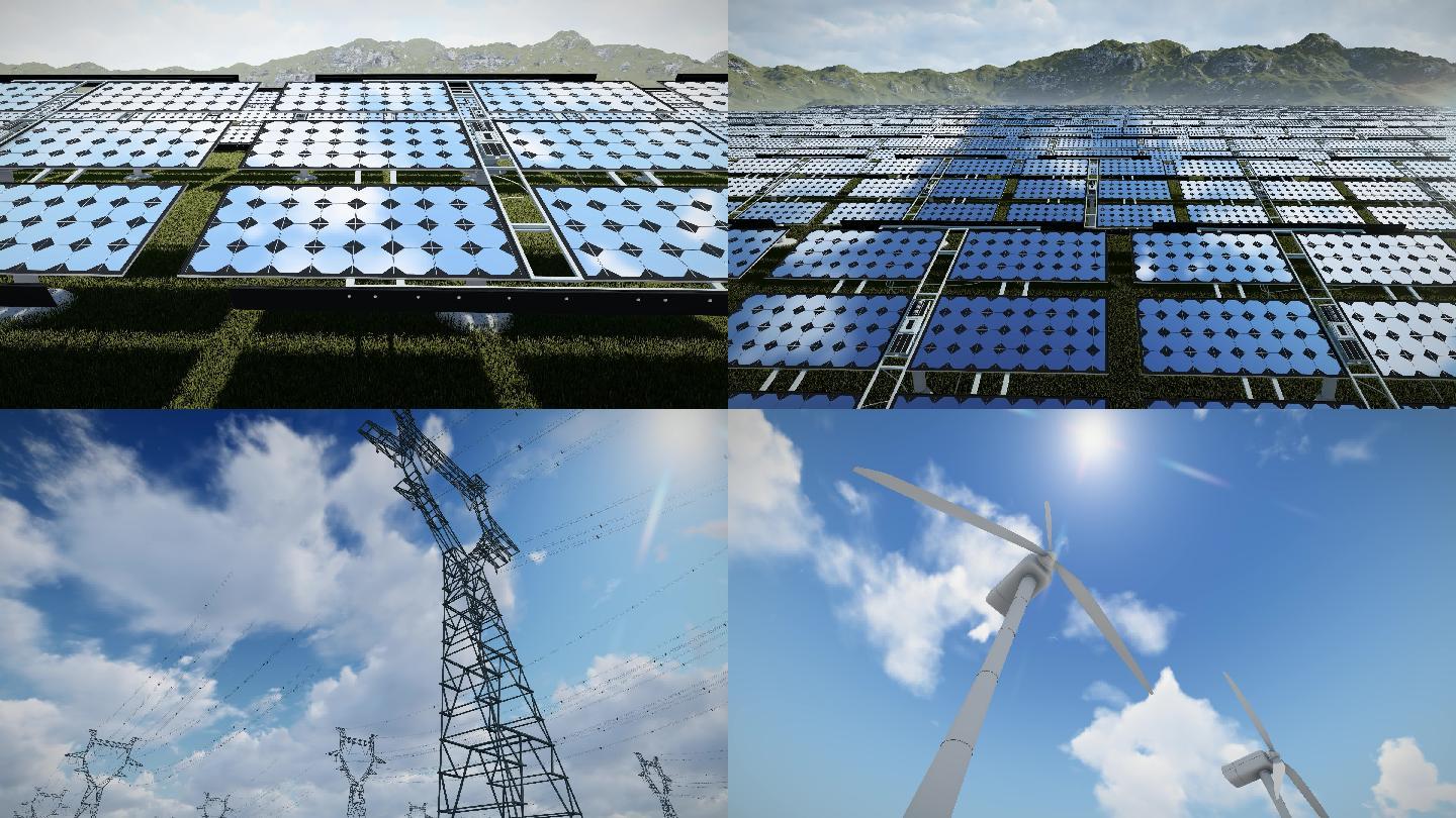 4K太阳能光伏风力绿色环保能源高压电线