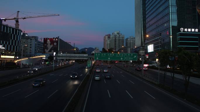 深圳市水贝天桥傍晚车流视频原始4K