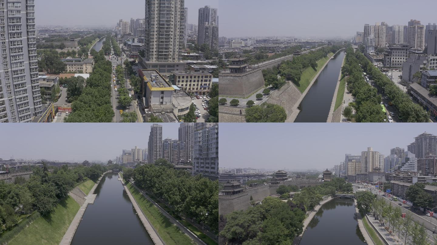 4K-原素材-西安城墙护城河