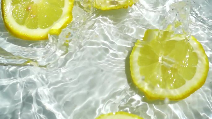 柠檬片入水画面水果广告