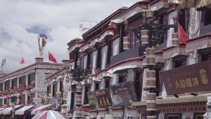 西藏拉萨八廓街景人流建筑商店随拍