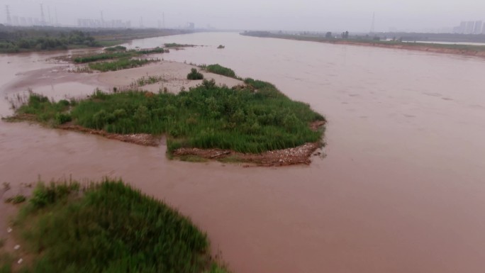 河流洪水素材航拍