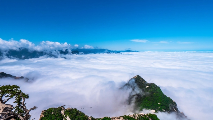 实拍华山云海延时航拍素材