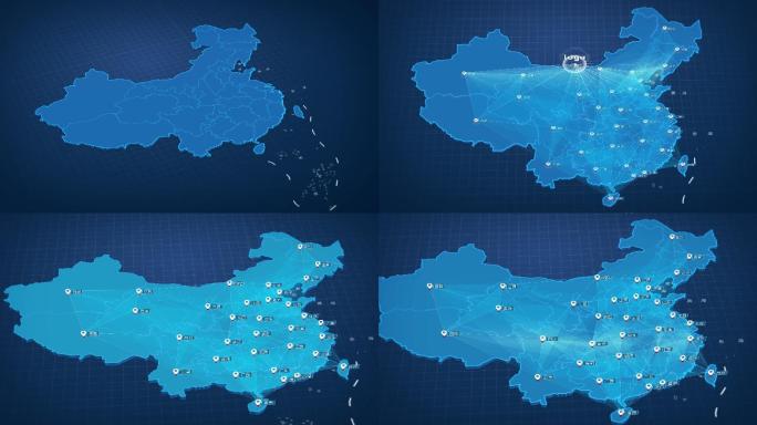 蓝色科技中国各省份区域三维展示