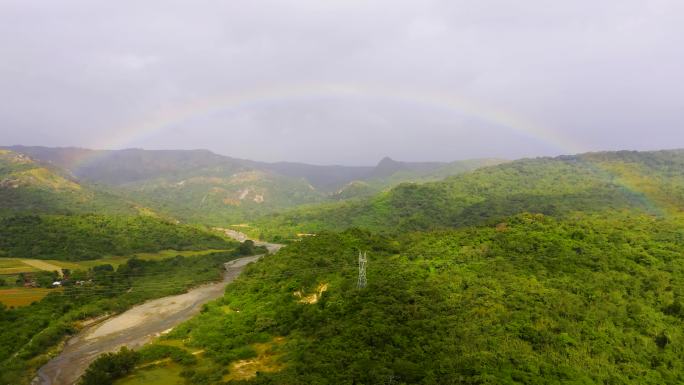 4K森林雨后彩虹美景清新自然