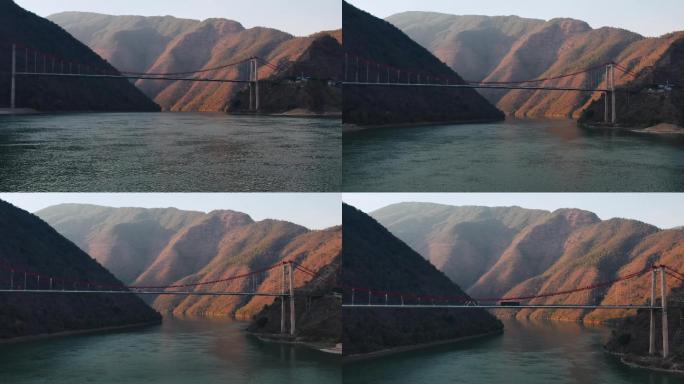 4k航拍，云南临沧澜沧江上的大桥