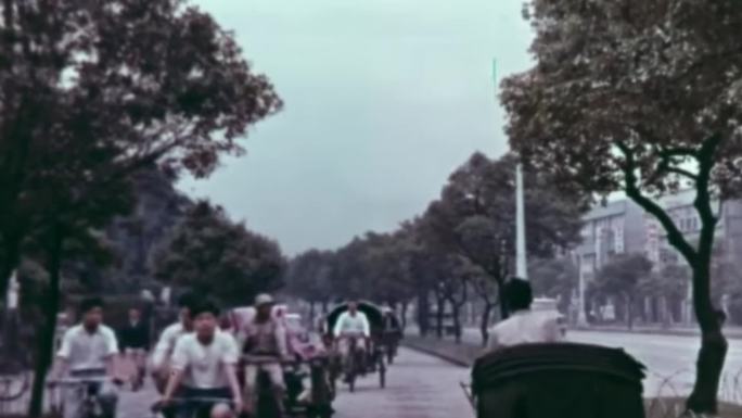 60年代台湾航拍农田城市街道行人繁华商业