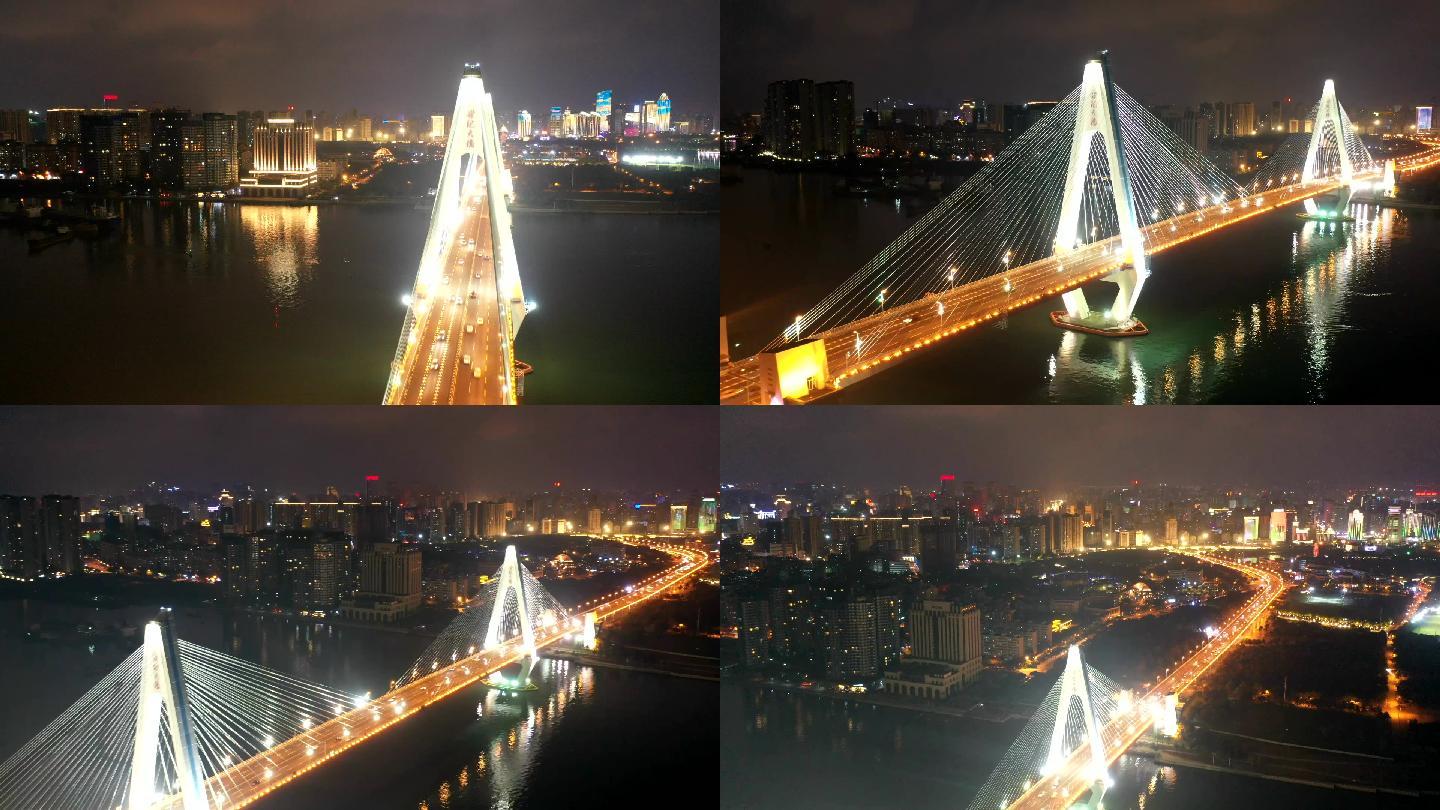 航拍延时摄影城市风景海口世纪大桥