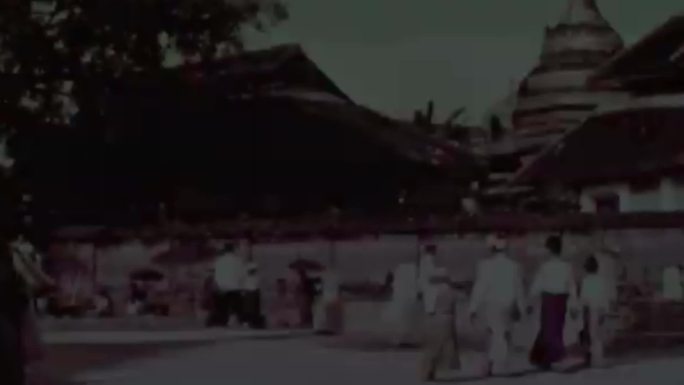 50年代缅甸仰光寺庙民族传统服装舞蹈舞刀