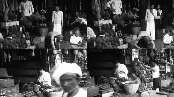 30年代水果店商铺店铺杂货铺售卖贩卖榴莲