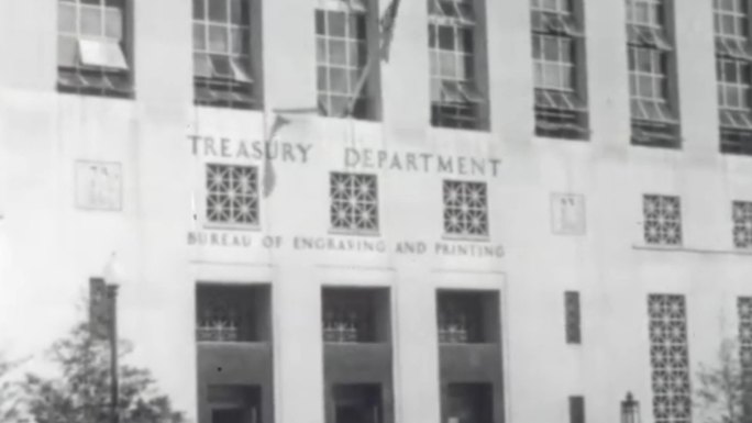 50年代美国财政部大楼印钞厂印刷机美元