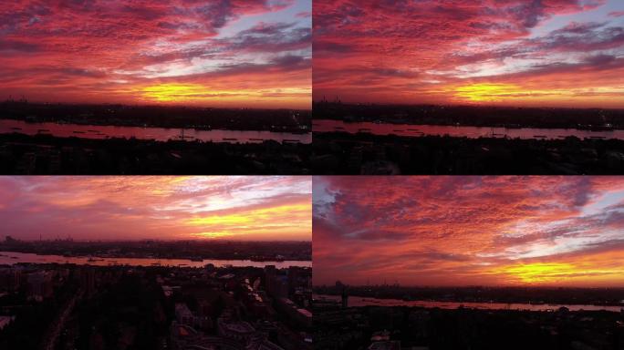 航拍日出上海黄浦江50帧