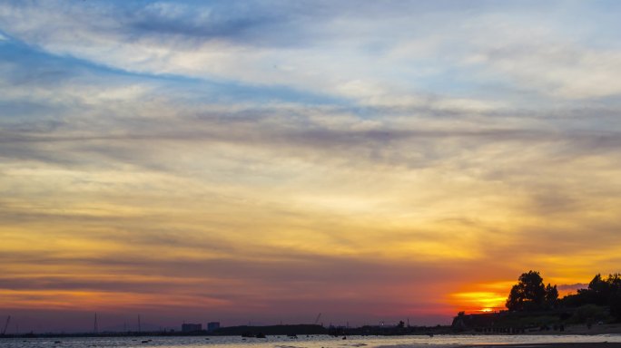 海面上的夕阳4K延时素材