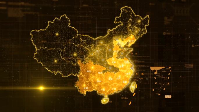 金色中国地图AE模板