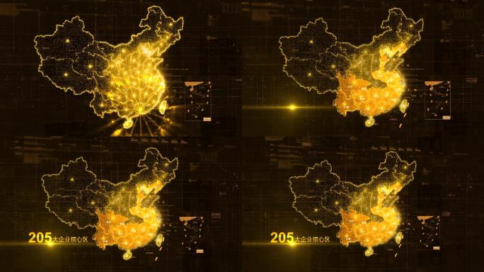 金色中国地图AE模板