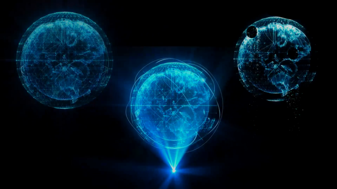 全息科技感地球消散粒子循环旋转
