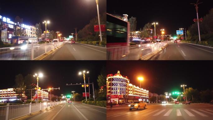 锡林浩特市街景夜景延时