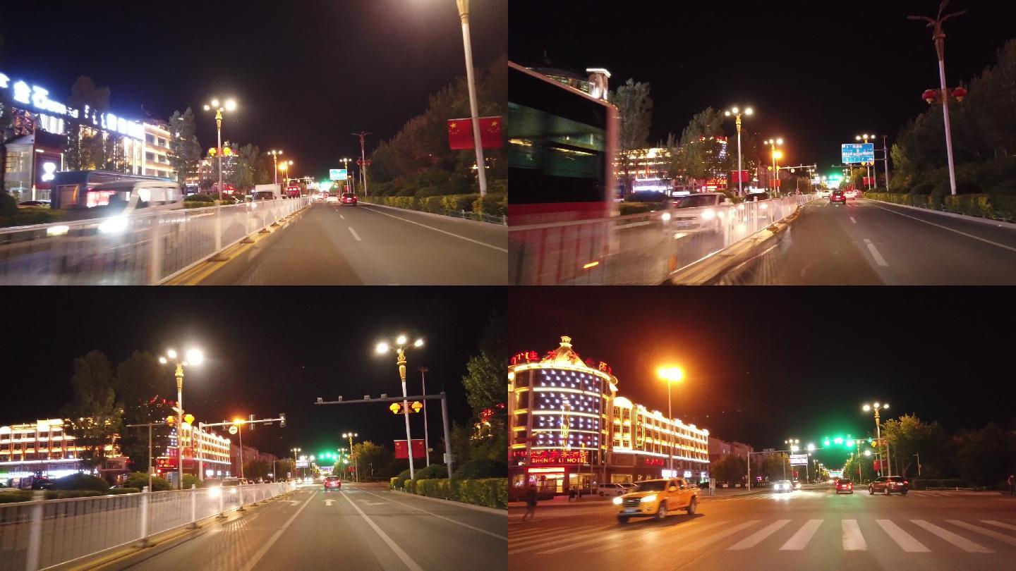 锡林浩特市街景夜景延时