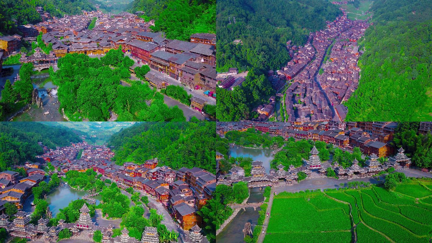 贵州肇兴侗寨风景区房屋建筑航拍4K视频