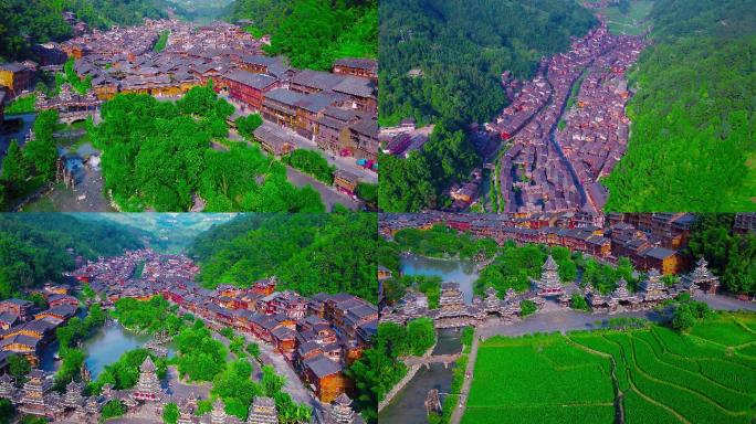 贵州肇兴侗寨风景区房屋建筑航拍4K视频