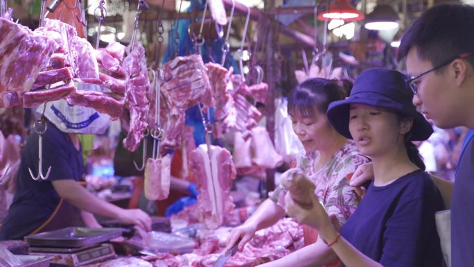 猪肉菜市场买猪肉猪肉涨价猪肉摊【原创】